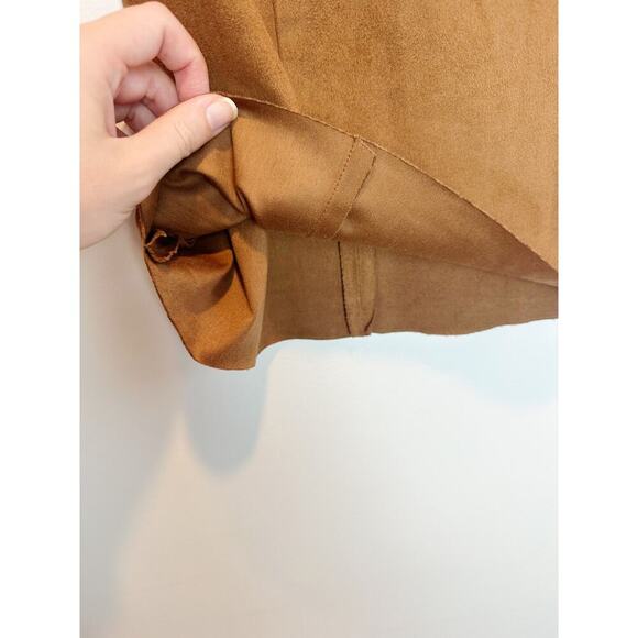 Brown Suede Zip Mini Skirt - Picture 5 of 6